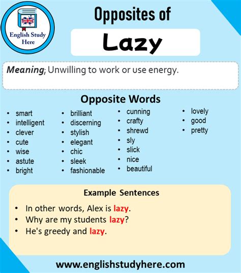 Lazy Synonyms & Antonyms .